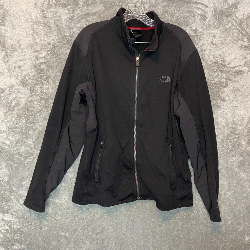 North Face Men TKA Stealth Full Zip Waffle Fleece Jacket M Outdoor Trail Black